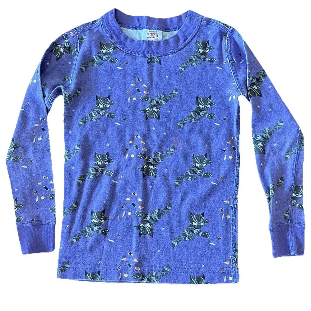 Hanna Andersson Black Panther Marvel Halloween Candy Long John Pajamas Size 4